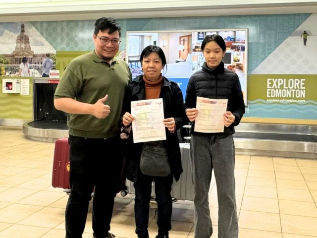 Gia đình chị Hà định cư Canada diện Kitchen Helper – nhận thư Landing tại sân bay Edmonton – khách hàng New Life Immigration