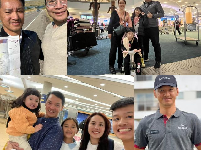 Gia đình chị Thy tại sân bay và Canada, ghi dấu hành trình định cư thành công dưới sự hỗ trợ của New Life Immigration.