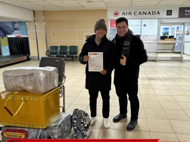 Đón anh Thịnh tại sân bay sau khi nhận visa định cư Canada diện đầu bếp – khách hàng New Life Immigration