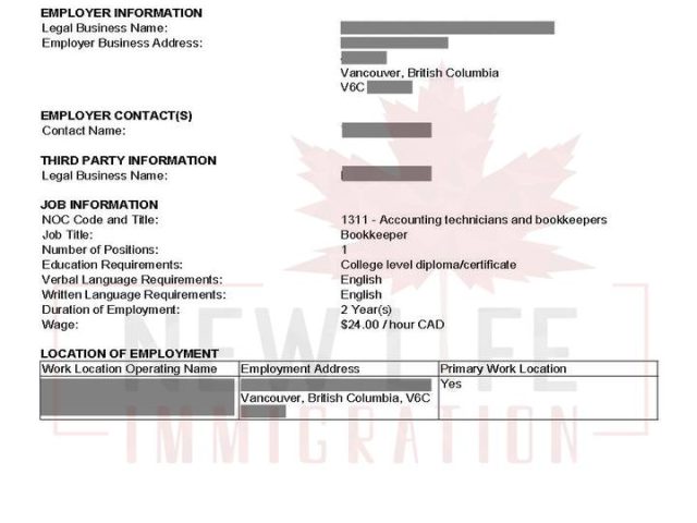 LMIA Canada – Chúc mừng chị Đào nhận thư xác nhận chính thức vị trí kế toán tại trung tâm Vancouver – hồ sơ được xử lý trọn gói bởi New Life Immigration 3