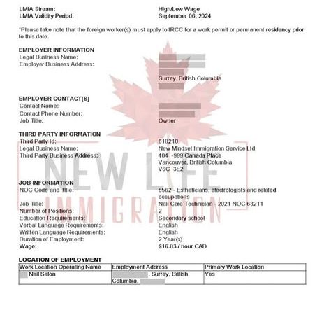LMIA Canada – Xác nhận chính thức mở 2 vị trí thợ chăm sóc móng tại tiệm nail ở Surrey, British Columbia do New Life Immigration đồng hành thực hiện