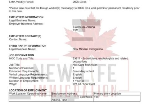 CHÚC MỪNG CHỦ TIỆM NAIL Ở ALBERTA ĐÃ MỞ ĐƯỢC LMIA SAU 1 NĂM HOẠT ĐỘNG